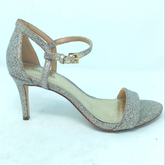 Michael kors gold sparkle shoes 6 1/2 medium 3 1/2"heel - Picture 5 of 8